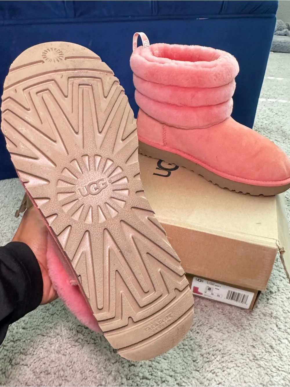 UGG Pink Shearling Cuff Ankle Boots